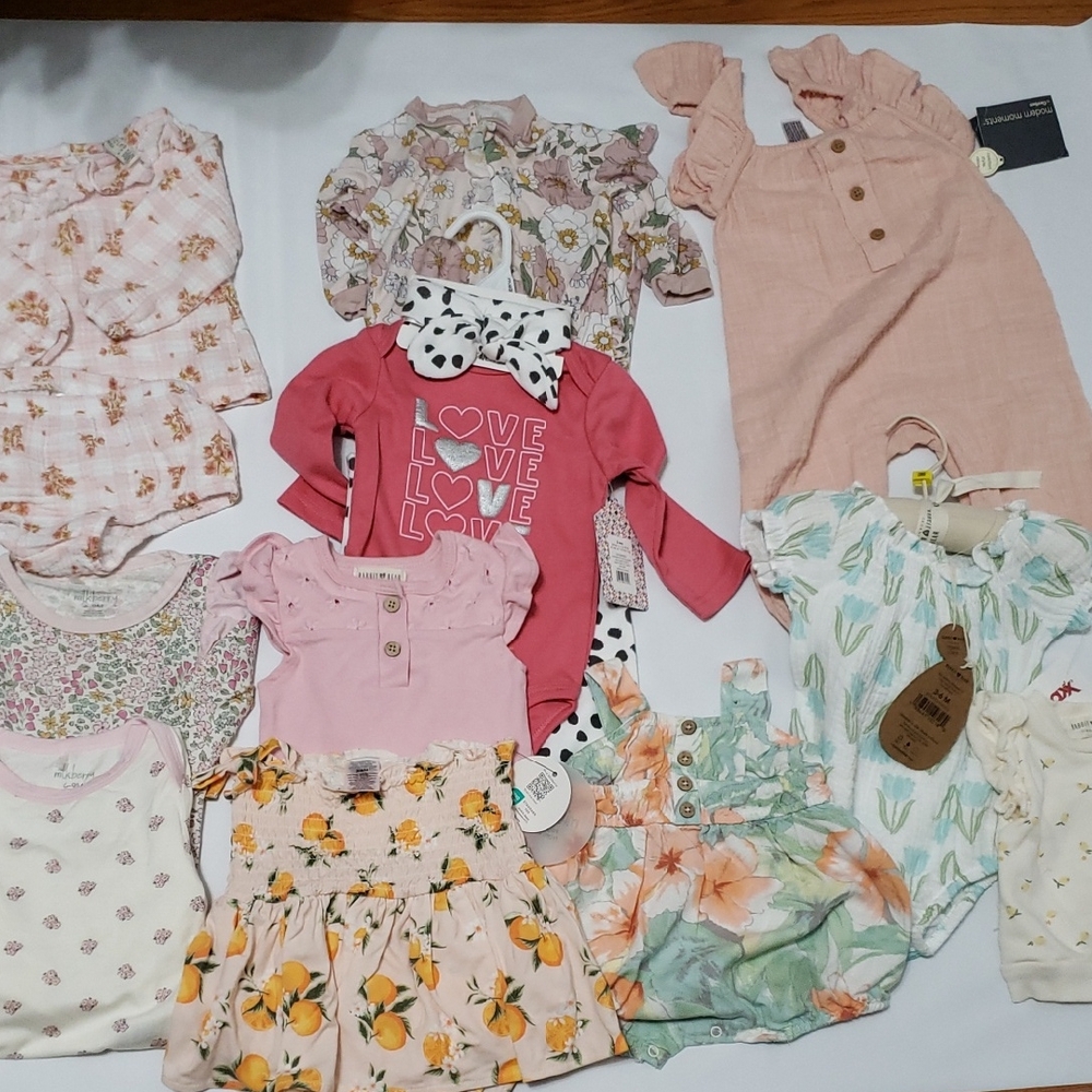 Mulberry ChickPea Modern Moments Rabbits Assorted‎ Baby Clothing Set (Bundle11)